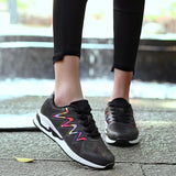 Regenbogenfarben Mesh Stoff Keilabsatz Schnürsneakers