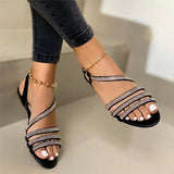 Strasssteine Riemen Slingback Flach Sandale