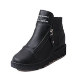 Doppel Reißverschluss Keilabsatz Stiefelette Braun Grau