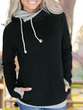 Langarm Taschen Kapuze Baumwollgemisch Sweatshirt
