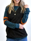 Grau Lässig Langarm Patchwork Rundhals Sweatshirt