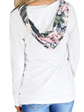 Weiß Langarm Baumwollgemisch Geblümt Sweatshirt