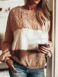 Multifarben Lässig Farbblock Baumwollgemisch Patchwork Sweatshirt