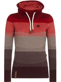 Rot Kapuze Lässig Baumwollgemisch Patchwork Sweatshirt