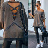 Grau Patchwork Sexy Rundhals Baumwollgemisch Sweatshirt