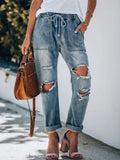Damen Lässige Denim-Hosen mit Tunnelzug