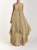 Bohemien Besticktes Kleid mit Spaghettiträger