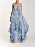 Bohemien Besticktes Kleid mit Spaghettiträger