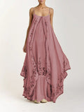 Bohemien Besticktes Kleid mit Spaghettiträger