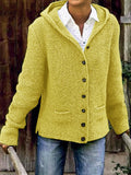 Langarm Strickjacke mit Kapuze