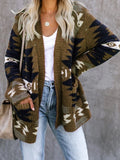 Geometrische Strickjacke mit Langarm