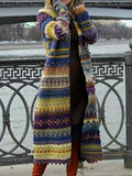 Große Größen Ethnische Strickjacke Damen mit Kapuze