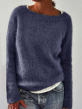 Große Größen Gestrickter Pullover Unifarben