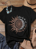 Retro Sonne Buchstabe Print Kurzarmshirts
