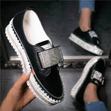 Strasssteine Plateau Sneakers mit Klettverschluss