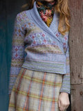 Gemusterte Strickjacke mit Schalkragen