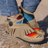 Quaste Regenbogen Farben Gradient Schlupf Stiefelette