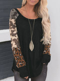 Leopard Perforiert Crew Ausschnitt T Shirts
