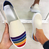 Regenbogen Streifen Schlupf Flach Sneakers