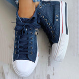Schädel Anhänger Denim Reißverschluss Schnürsneakers