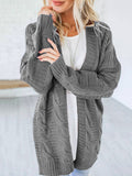 Lang Cardigan Zopfgestrickt Schwarz Weiss