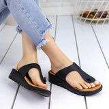 Minimalist Bequem Schlupf Keilabsatz Zehentrenner Pantoffel