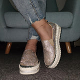 4 Farben Funkelnde Strass Plateau Sneakers