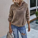 LÄSSIGER LANGEN ÄRMELN PLÜSCH HOODIE