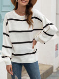 Gestreifter Laternenärmel Pullover