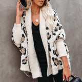 Mode Leopard Pullover Strickjacke