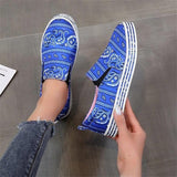 Stoff Muster Schlupf Sneakers Blau Grün Orange