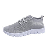 Flyknit Stoff Sportlisch Flache Schnürsneakers Pink Grau Schwarz