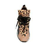 Leopard Farbe Block Schnürung Plateau Sneakers