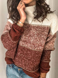 Streifen Schildkrötenhals Ausschnitt Langärmelig Strickpullover