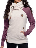Aprikosengelb Patchwork Lässig Farbblock Sweatshirt