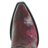 Rot Blumenstickerei Date Blockabsatz Stiefelette