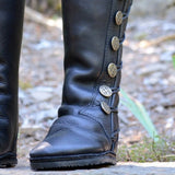 Geknöpfter Stiefel aus Leder mit Schnürung für Damen