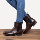 Kurzer Retro-Stiefel für Damen mit niedrigem Absatz