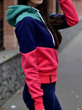 Kapuze Farbblock Langarm Lässig Sweatshirt