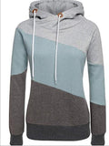 Kapuze Farbblock Langarm Lässig Sweatshirt