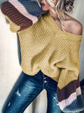 V Ausschnitt Pullover Leicht Warm Einfach Gelb