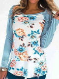 Geblümt Baumwollgemisch Langarm Print Shirts & Blusen&Shirts