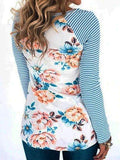 Geblümt Baumwollgemisch Langarm Print Shirts & Blusen&Shirts