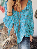 V Ausschnitt Floral-Print Hemd