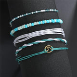 Blaue Fußketten Strand Fußkettchen Schmuck für Damen 5pc / Set