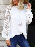 Spandex Crew Ausschnitt Perforiert Lace Shirts