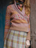 Gemusterte Strickjacke mit Schalkragen