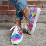 Multifaribg Tie-dye Reißverschluss Verziert Flach Sneakers