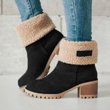 Damen warmes Quadratisch Absätze Schneestiefel