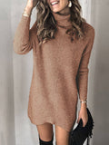 Lang Rollkragenpullover Elegant Warm Grau Khaki